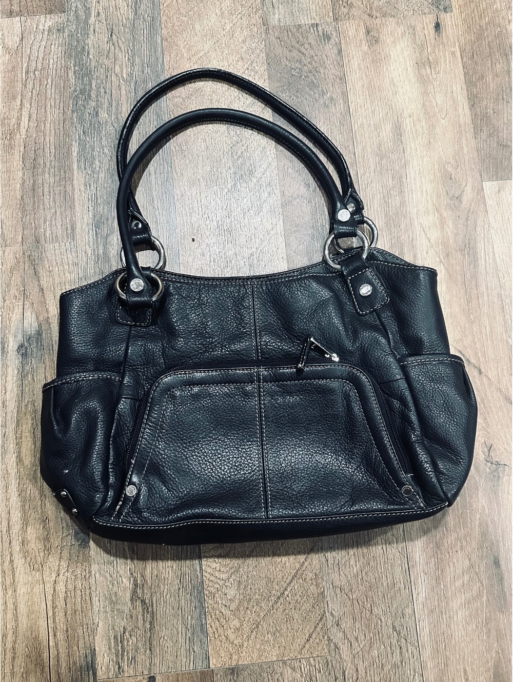 Tignanello black leather handbag